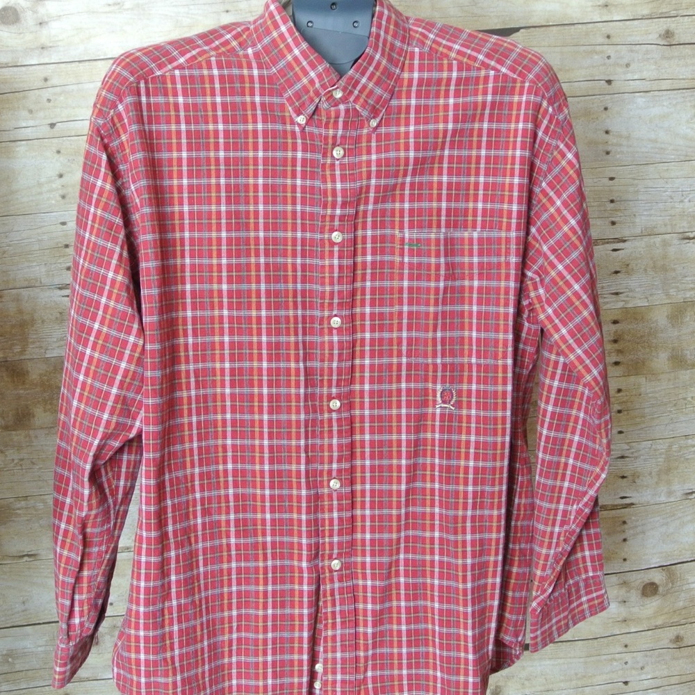 Tommy‎ Hilfiger Plaid Button Down XL Shirt Red